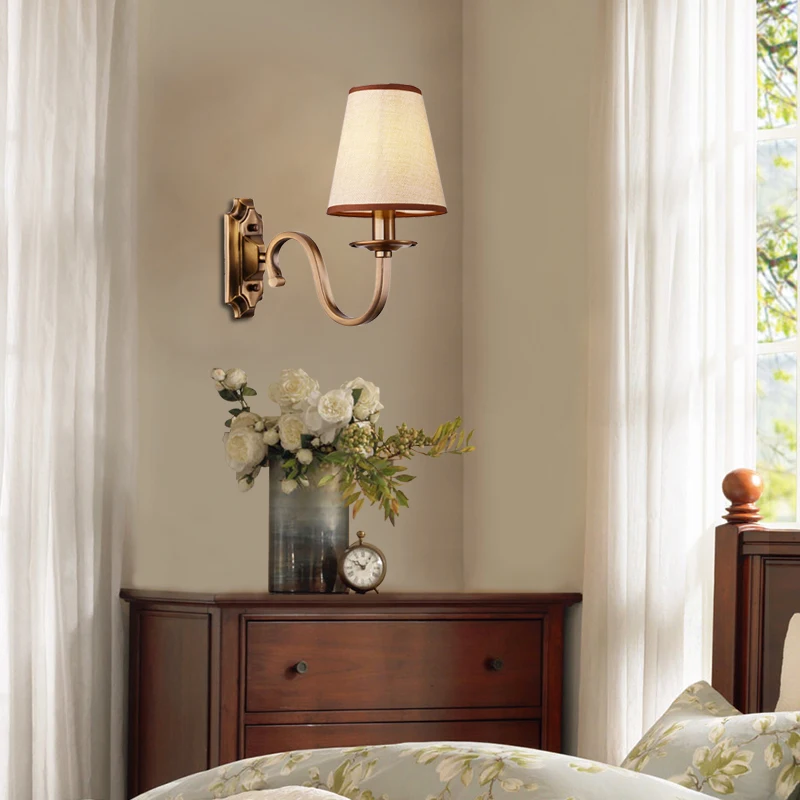 Luksuzni lestenec, dnevna soba lučka kovanega železa imitacija bakra doma, spalnica, jedilnica svetilka moderne tkanine dvoslojno svetilke