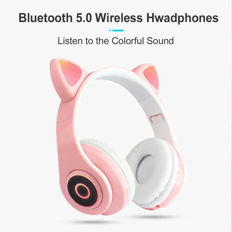 LED Mačje Uho Slušalke Bluetooth 5.0 šumov Odrasli Otroci Dekle Slušalke Podpira TF Kartice FM Radio Z Mic Brezžični+Žično