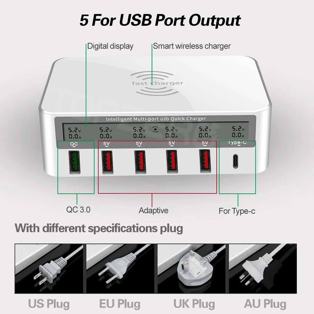 QI Brezžični Polnilec za Hitro Polnjenje 3.0 USB Polnilec Za Samsung S10 Hitro priključek za Polnilnik Ac HUB Polnilnik Za iPhone Huawei Xiomi