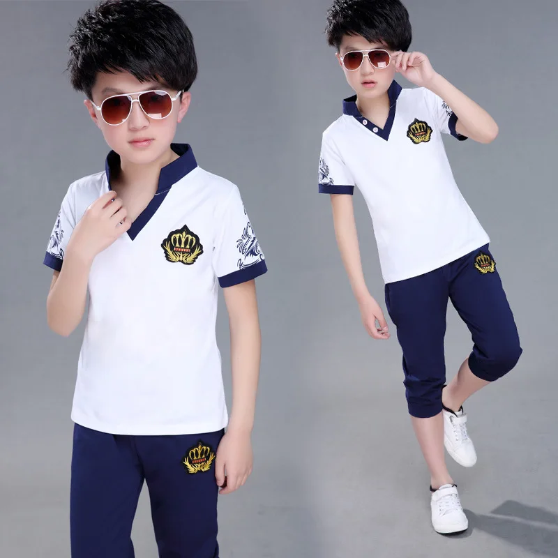 Šport Obleke Najstniških Poletje Fantje Kompleti Oblačil Kratek Rokav T Shirt & Hlače Priložnostne Otroka Fant Obleke