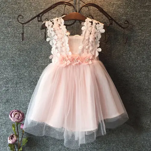2019 Nove Vroče Prodaje Baby cvet dekle obleko Princese Čipke Til Tutu Backless Obleke Formalno Stranko Obleko