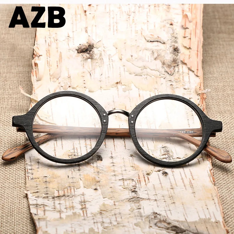 AZB Visoko Kakovostnih Lesenih Očala Okvirji Spektakel Retro Krog Jasno Očala za Ženske, Moške Lesa Optičnih Očal Okvir