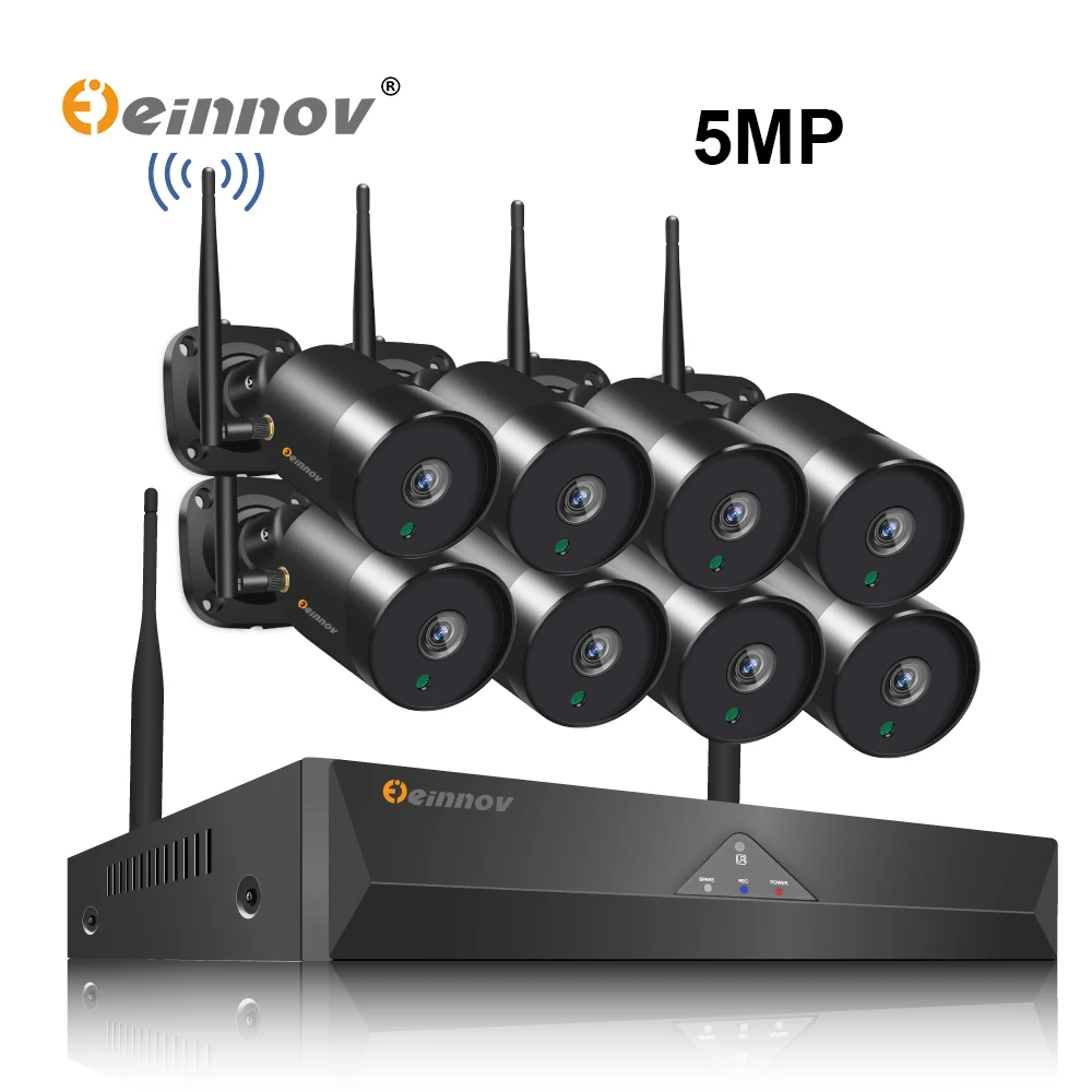 Einnov 5MP 8CH CCTV Kamera Brezžična Varnost Sistema Wifi NVR Nastavite na Prostem, Video Nadzor, Komplet Night Vision HD Daljinski upravljalnik