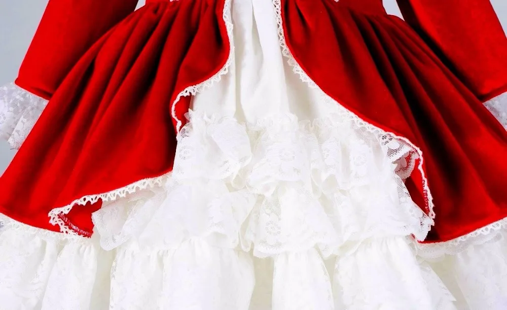 4 KOS Španija Stil Dekle Obleko Royal Kostume Baby Dekle Stranka Princesa Obleko Lolita Božič Oblačila Baby Dekle Oblačila