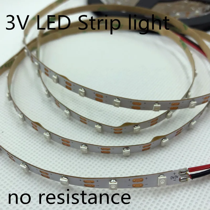 LED trak svetlobe 3V ni odpornost LED trak svetlobe, 5MM 60pcs/Meter Ne-nepremočljiva 3V 3528 trak svetlobe zmanjšal za en kos 3V Baterija LED