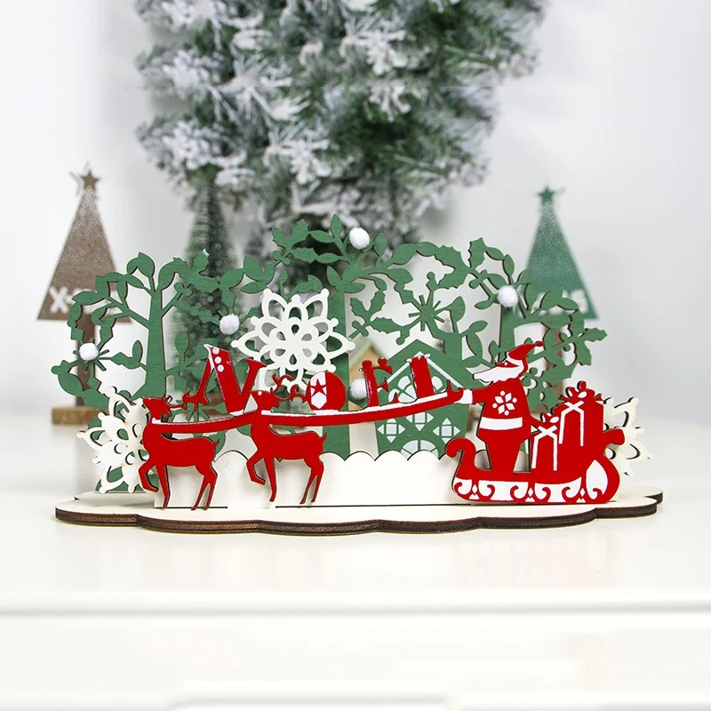 Vesel Božič Lesene Santa Claus Elk Okras Božično Drevo Okraski Za Dom Noel Božič Ornament Novo Leto