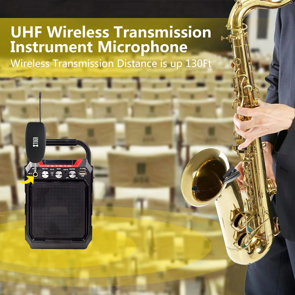 XTUGA Saksofon UHF Brezžični Instrument Mikrofon Kondenzatorski Mikrofon Posnetek Mic Gooseneck Brezžični Prenos za Rogove,Boben