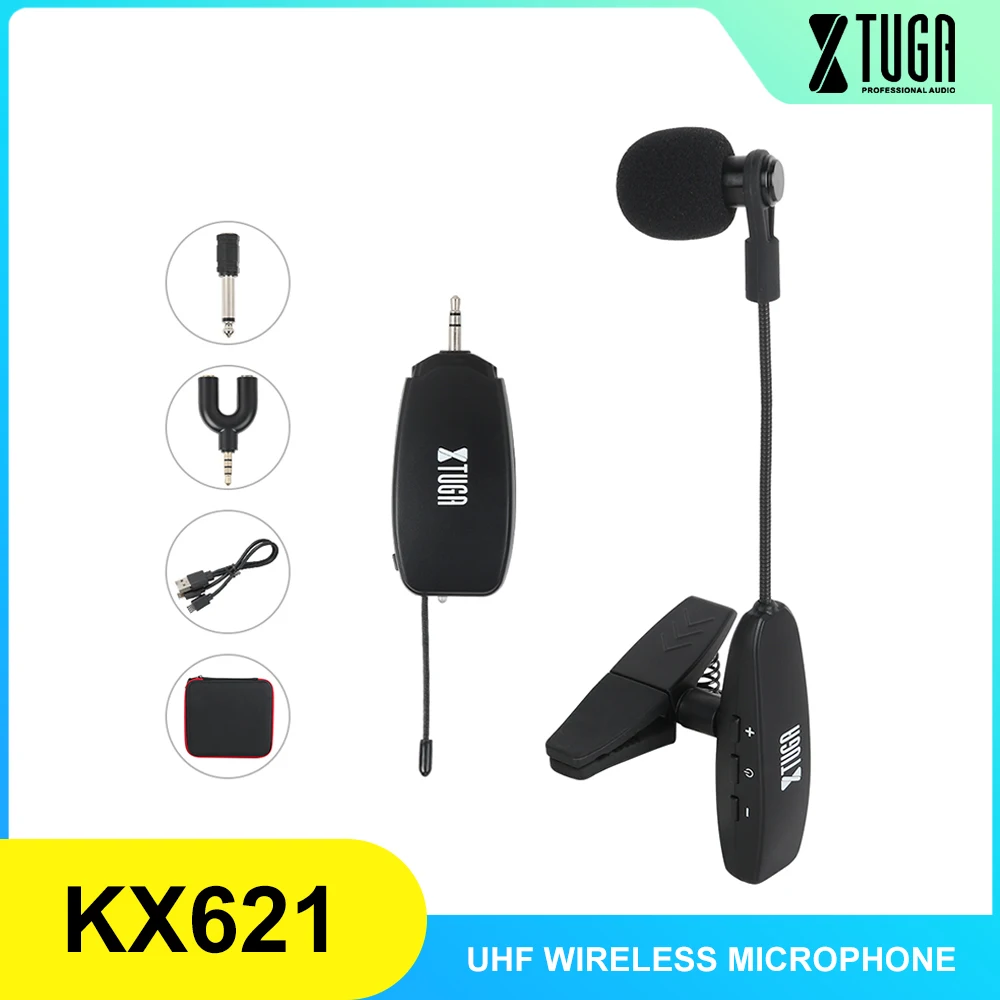 XTUGA Saksofon UHF Brezžični Instrument Mikrofon Kondenzatorski Mikrofon Posnetek Mic Gooseneck Brezžični Prenos za Rogove,Boben