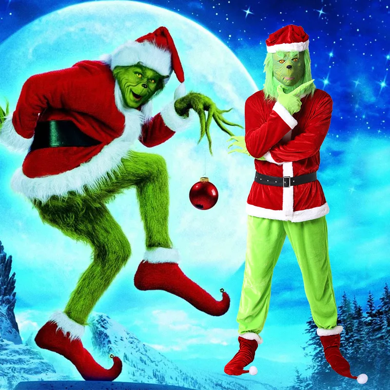 Noč Čarovnic, Božič Cosplay Oblačila Santa Geek, Zeleni, Dlakavi Grinch Stranka Uspešnosti Kostum Božič Odraslih Cosplay Kostumi