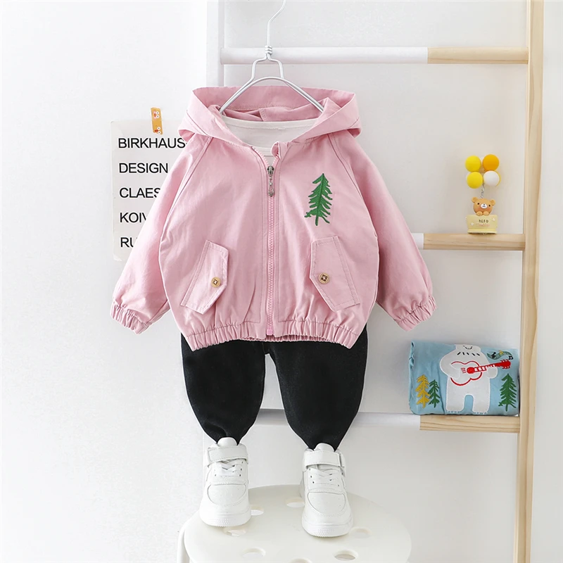 HYLKIDHUOSE Baby Dekleta Fantje Kompleti Oblačil 2020 Pomlad Hooded Coats Hlače Priložnostne Slog Malčka Dojenčka Oblačila Otrok Oblačila