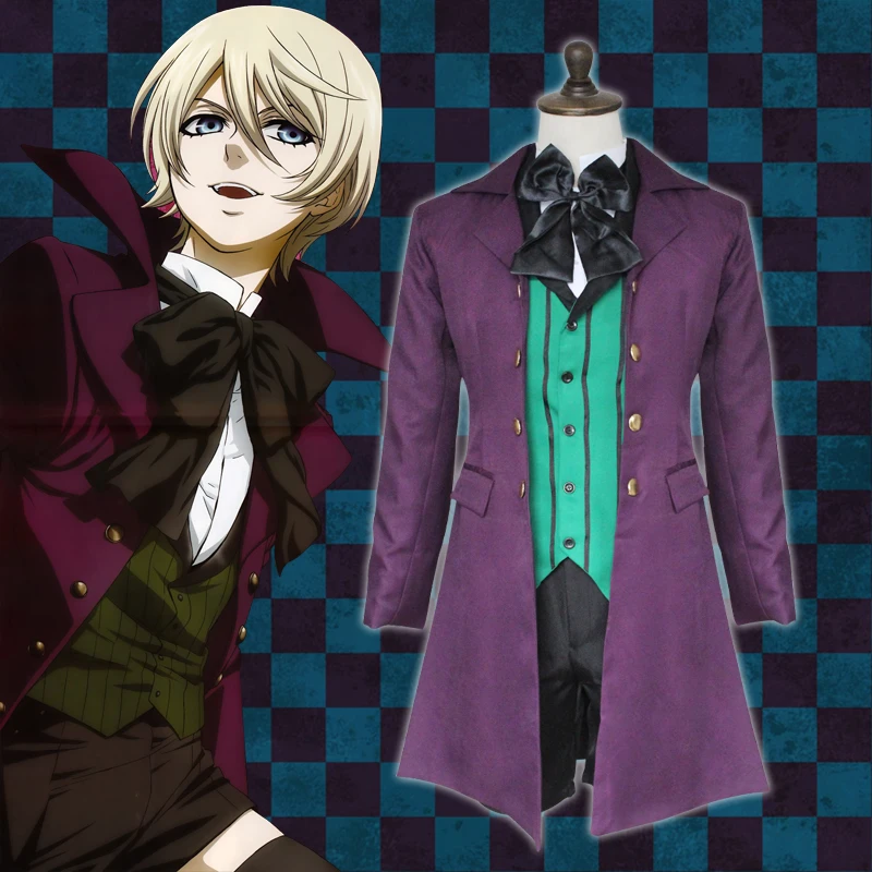 Anime Black Butler 2 Kuroshitsuji Alois Trancy Enotne Obleke Cosplay Kostume Celoten Sklop (Zunanja + Telovnik + Majica + Hlače+Lok kravato)