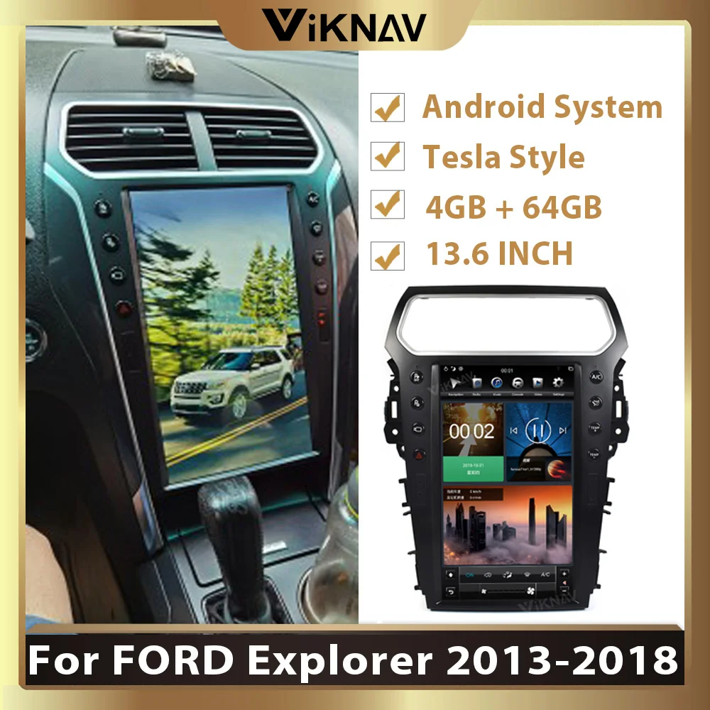 13.6 palčni Sistema Android Avto, GPS navigacija Za FORD Explorer Obdobje 2013-2018 Multimedijski Predvajalnik DVD-jev Tesla 64GB Avto Radio
