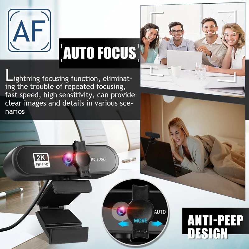 4K samodejno ostrenje 1080P Webcam Računalnik PC, USB Spletna Kamera Prenosni računalnik Desktop S Stereo Mikrofon Zasebnosti Kritje Za Povečavo Skype Facetime