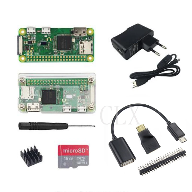Raspberry Pi Nič W Starter Kit, 5MP Fotoaparat + Uradni Primeru + hladilnega telesa +2 x 20 pin GPIO Glave bolje kot Raspberry Pi Nič 1.3