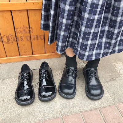 Japonski veliko glavo ženske čevlje 2020 novi Britanski veter z debelim dnom, z majhnimi usnjeni čevlji krog glave enotni čevlji