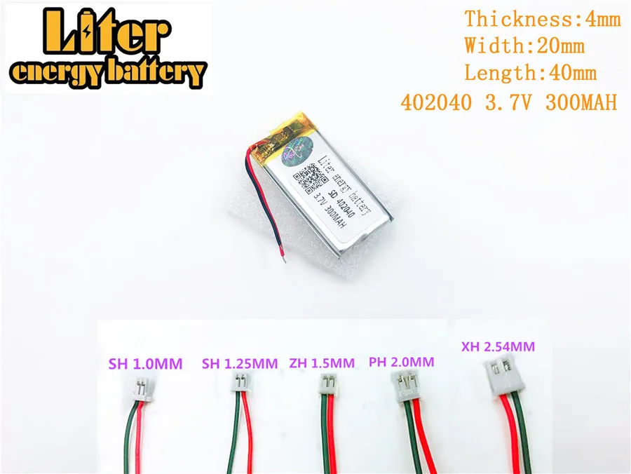 402040 3,7 V 300mah Litij-polimer baterij ZA 3,7 V 300MAH 402040 PLUG GPS, MP3, MP4 MP5 polimer baterija za ponovno polnjenje