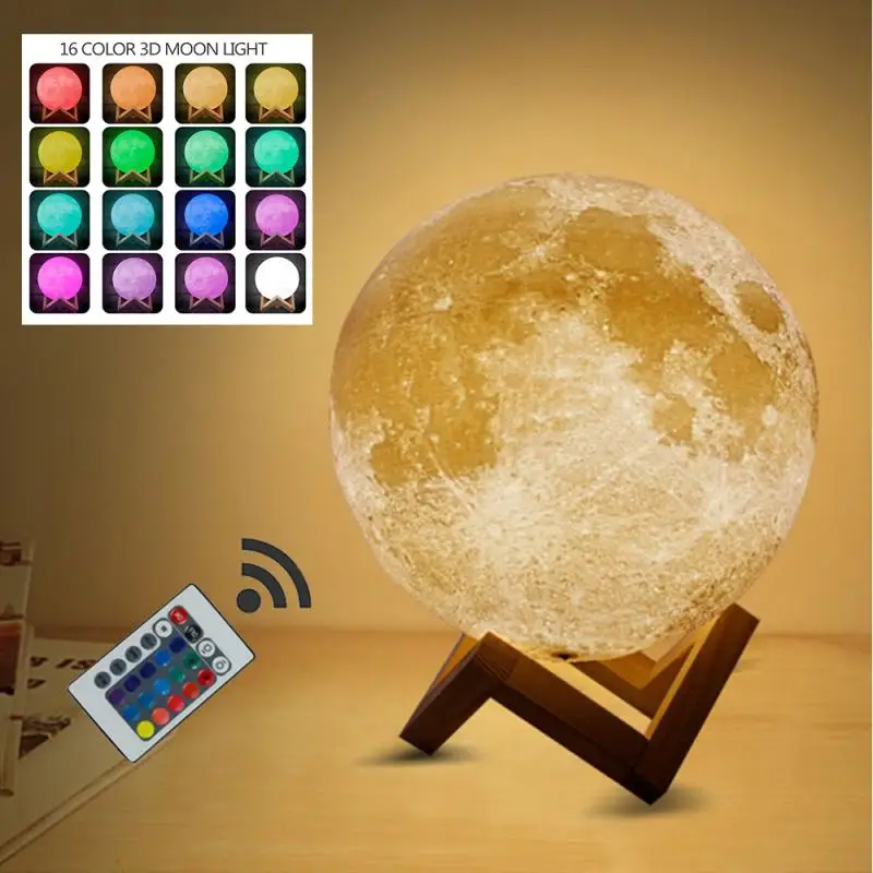 Luna Lučka Noč Lahka 3D Tiskanja Mesečini Zatemniti LED Polnilna nočno omarico Namizno Svetilko Dropship USB Led Nočna Lučka doma