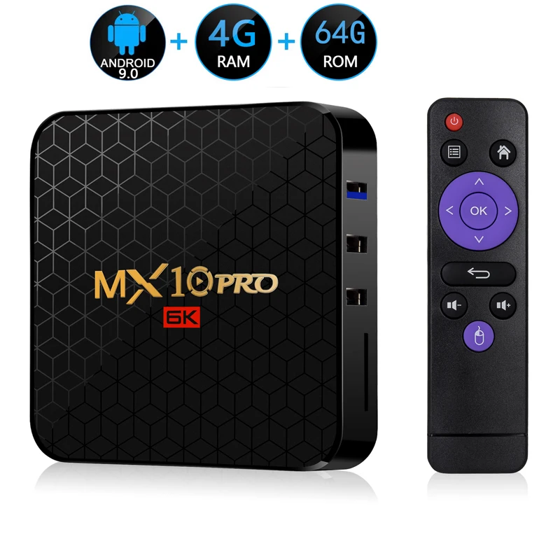 Android 9.0 TV Box MX10 PRO 4GB RAM 64 GB Wifi Allwinner H6 Quad Core USB 3.0 6K Google Predvajalnik Youtube Tanix Set Top Box
