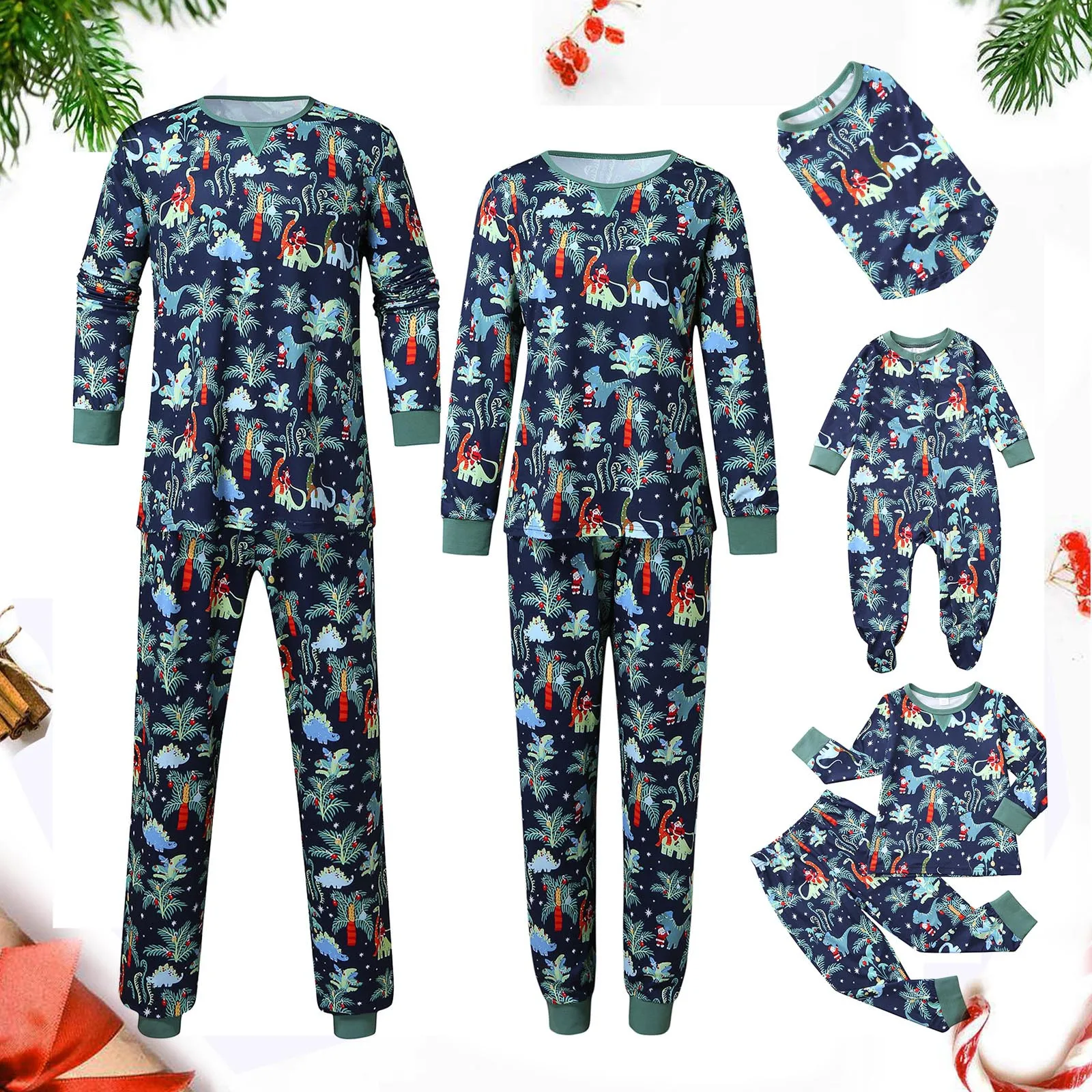 Božič pijamas de navidad seznanjeni Dinozaver Tiskanja Bluzo Vrhovi In Hlače Družino ujemanje Oblačila pijama navidad familia пижама