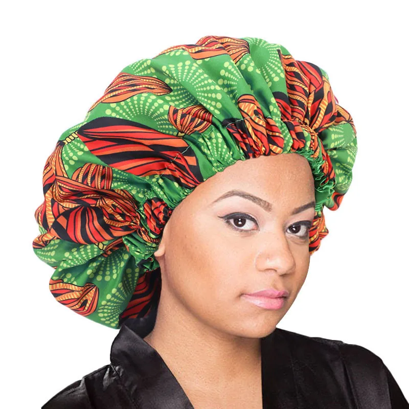 Nov zelo Velik Spanja Skp Afriške vzorec Tiskanja tkanine Ankara lase bonnet Saten Obložene Bonnets skp Noč Spanja Pokrivalo Ženske Turban
