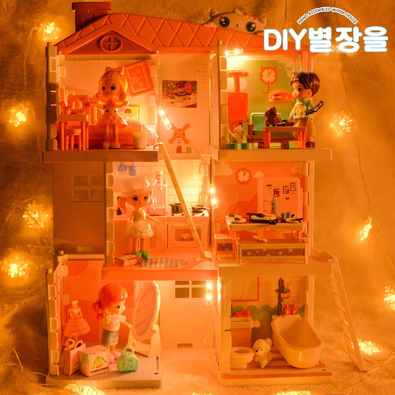 Cutebee DIY Lutke Lesena Lutka Hiše Miniaturni Lutke Pohištvo Komplet Igrač za otroke Novo Leto Božično Darilo Casa