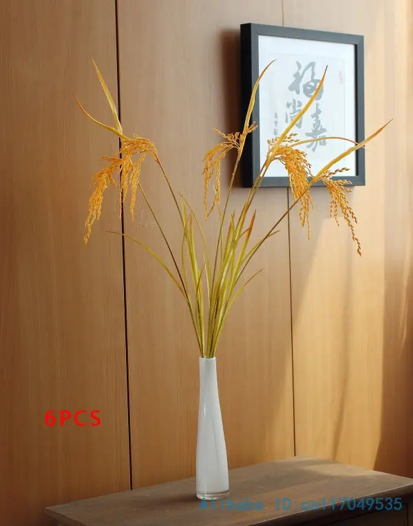 6 KOS Lepe Umetne rumena neoluščen Riž, plastični rastlin Doma Dekoracijo fazi premoženja, Darilo F318