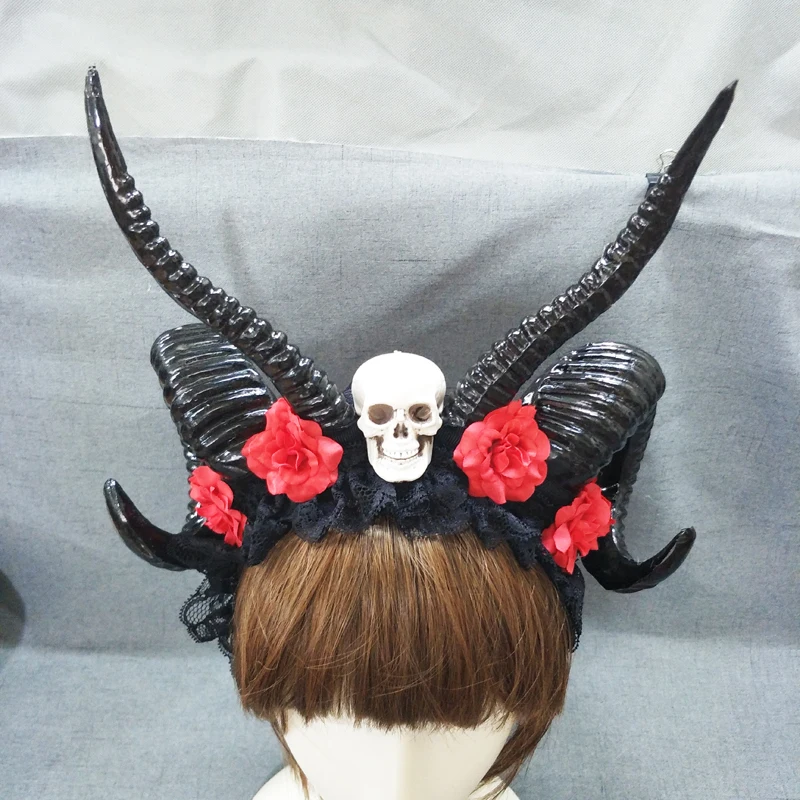 Steampunk Antler naglavni del Cosplay Prop Pokrivala Rog Glavo Hairband Gothic Lobanje Rose Rogovi Headweare za Fotografijo