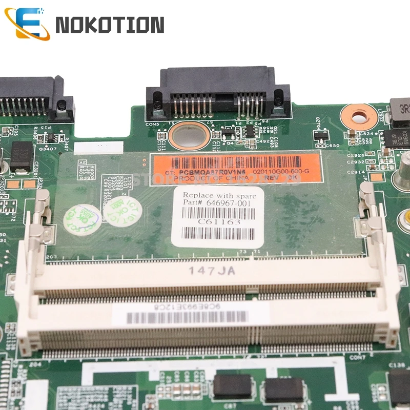 NOKOTION 646967-001 GLAVNI ODBOR Za HP Elitebook 8560P prenosni računalnik z matično ploščo QM67 DDR3 HD 6470 GPU