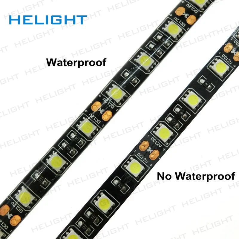 Hihght kakovosti, Visoko svetlost LED Trak Svetlobe 5050 DC12V Fleksibilni RGB / En Barva Črna PCB 60 LED/m 5m/Veliko