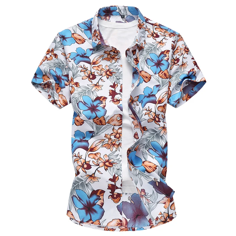 Mens Hawaiian Majica Moški Priložnostne camisa masculina Natisnjeni Plaži Majice Kratek Rokav blagovno znamko oblačil Brezplačna Dostava Plue Velikost