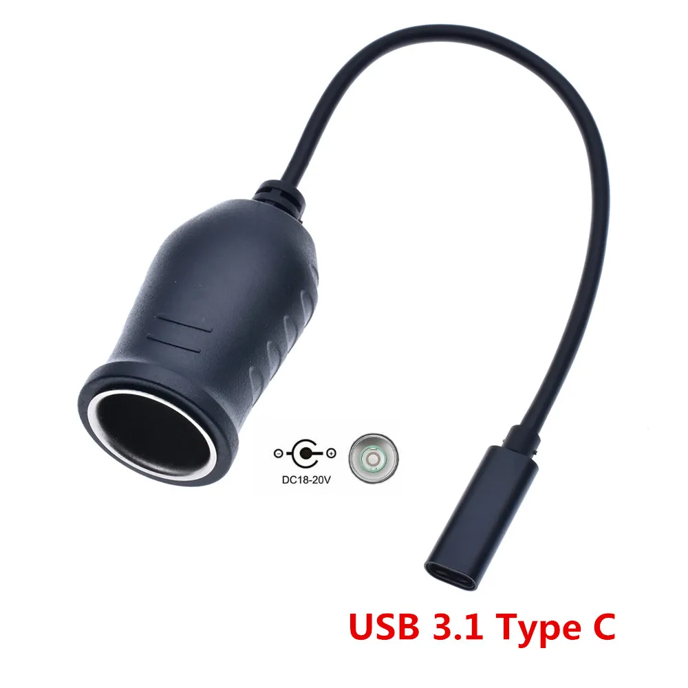 Usb-C Usb 3.1 Tip C Za Cigaretni Vžigalnik Plug Posodo Kabel Polnilnika 20V 100W Auto Dodatki Notranjost