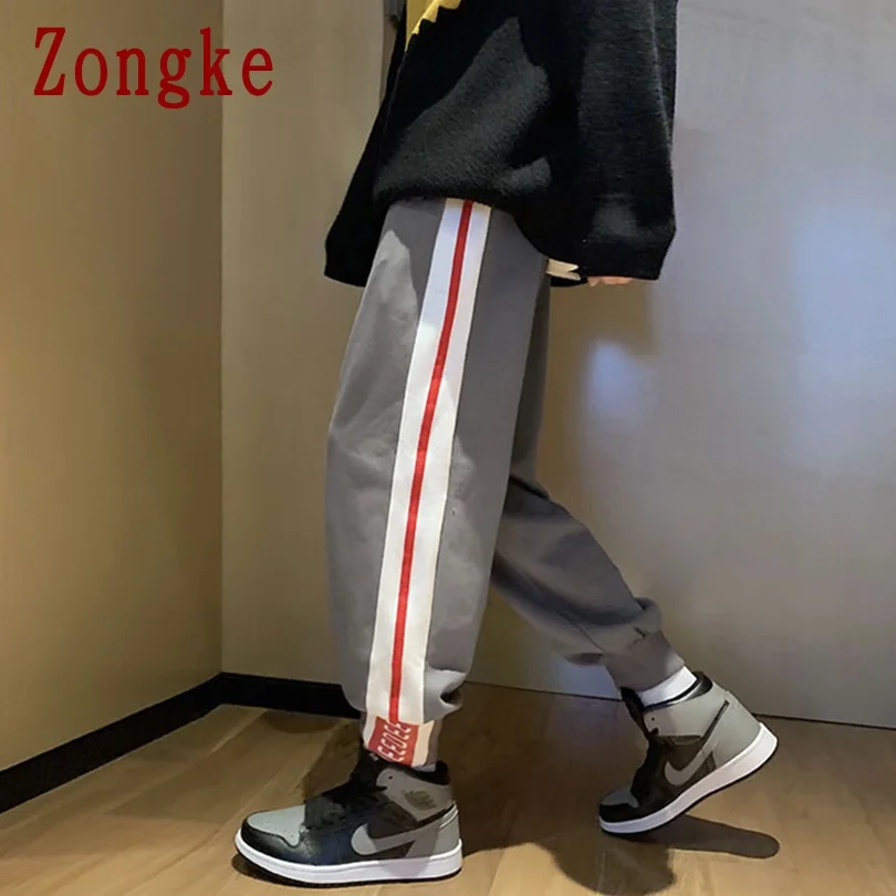 Zongke Prugasta Priložnostne Hlače Moški Japonski Ulične Joggers Moške Hlače Harajuku Sweatpants Moških Hip Hop Hlače 2020 M-3XL