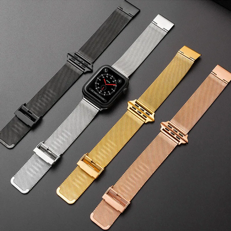 Milanese Watchband za Apple Watch 38 mm 42mm iz Nerjavečega Jekla, Zlata Ženske Moški 40 mm 44 Zapestnica Pasu Trak za iwatch 1 2 3 4 5