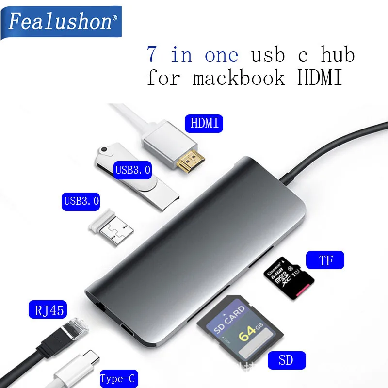 USB C Laptop Priklopne Postaje USB 3.0, HDMI, RJ45 Gigabit PD Fealushon za MacBook Samsung Galaxy S9 /S8 / S8+Tip C Dock postajo