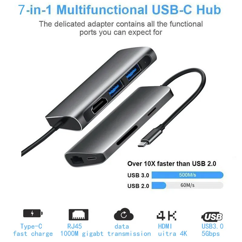 USB C Laptop Priklopne Postaje USB 3.0, HDMI, RJ45 Gigabit PD Fealushon za MacBook Samsung Galaxy S9 /S8 / S8+Tip C Dock postajo