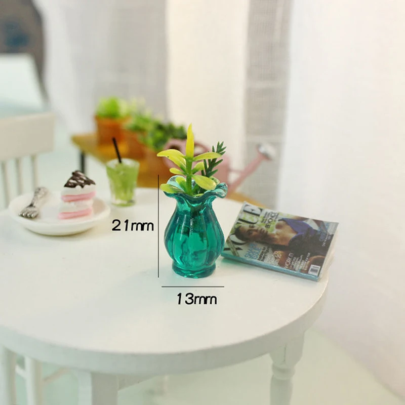5pcs Lutke Miniature 1:12 Pisane Mini Keramični Lonec DIY Ročno Lutka House Kuhinja Keramika Decora vaza+cvet