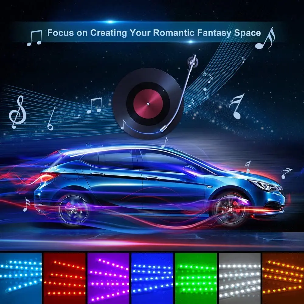 Led Avto Svetlobe Stopala Okolja Z vtičnico za Vžigalnik Ozadja Glasbenih Sinhronizacija Nadzor RGB Auto Notranje Dekorativne Vzdušje Luči