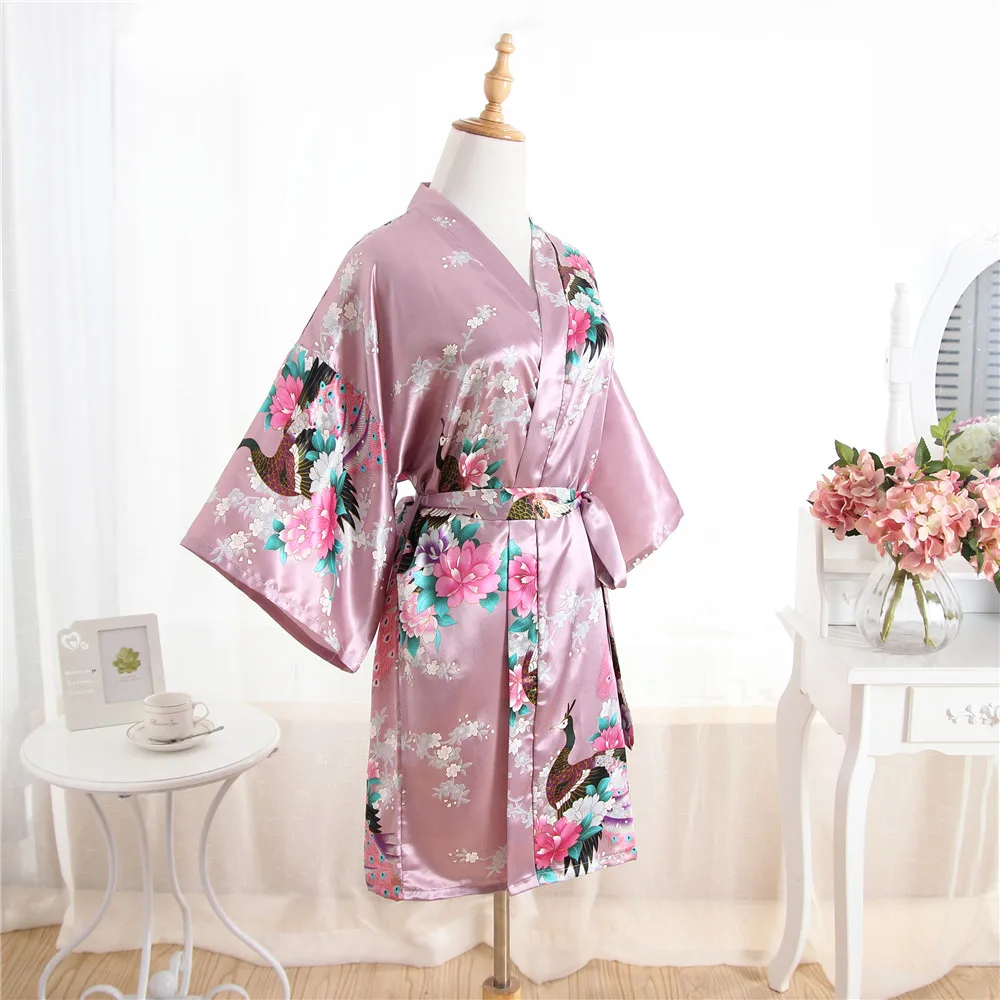 Nove Ženske Saten Kratek Nightgown Kimono Plašč Kopalni Plašč Cvetlični Pižamo Poroko Neveste Družico Seksi Obleko Obleke Ena Velikost Plus Velikost