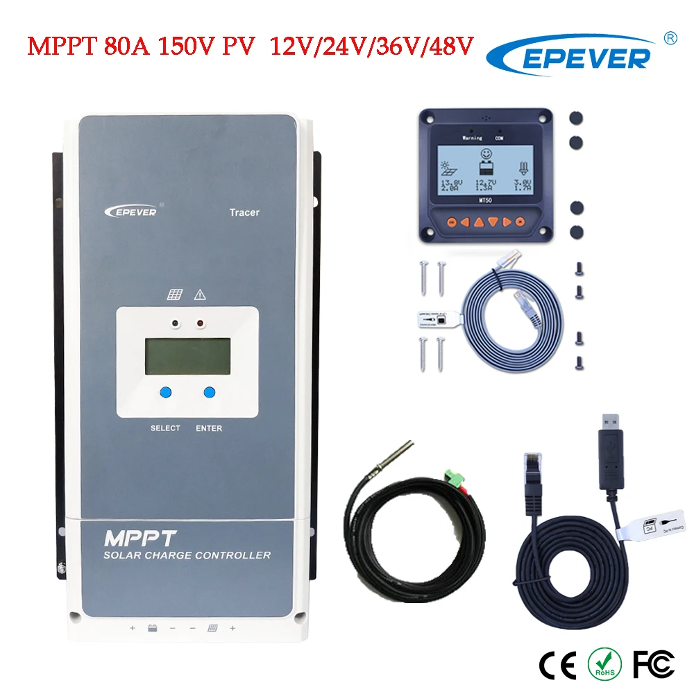 EPever MPPT 80A Sončna Brezplačno Krmilnik Negativne Tleh Baterije Max 200V Sončna Brezplačno Regulator z LCD Zaslonom Dropshipping