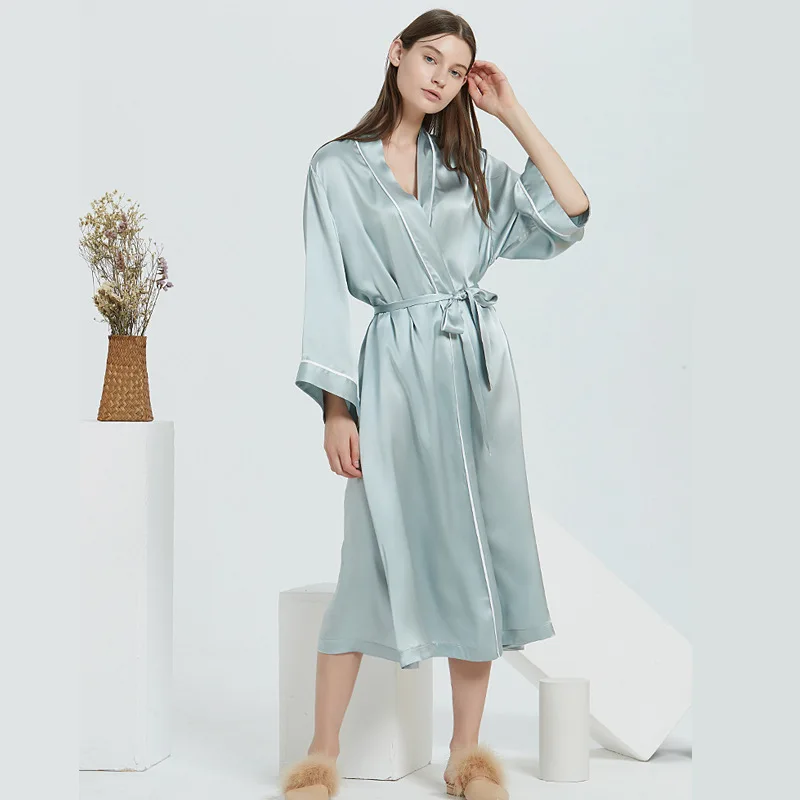 SuyaDream Naravna svila Ženske Dolge Plašče Saten Svila Obavijen Zdravo Sleepwear 2021 Pomlad Jesen Domov Nosi Kimono