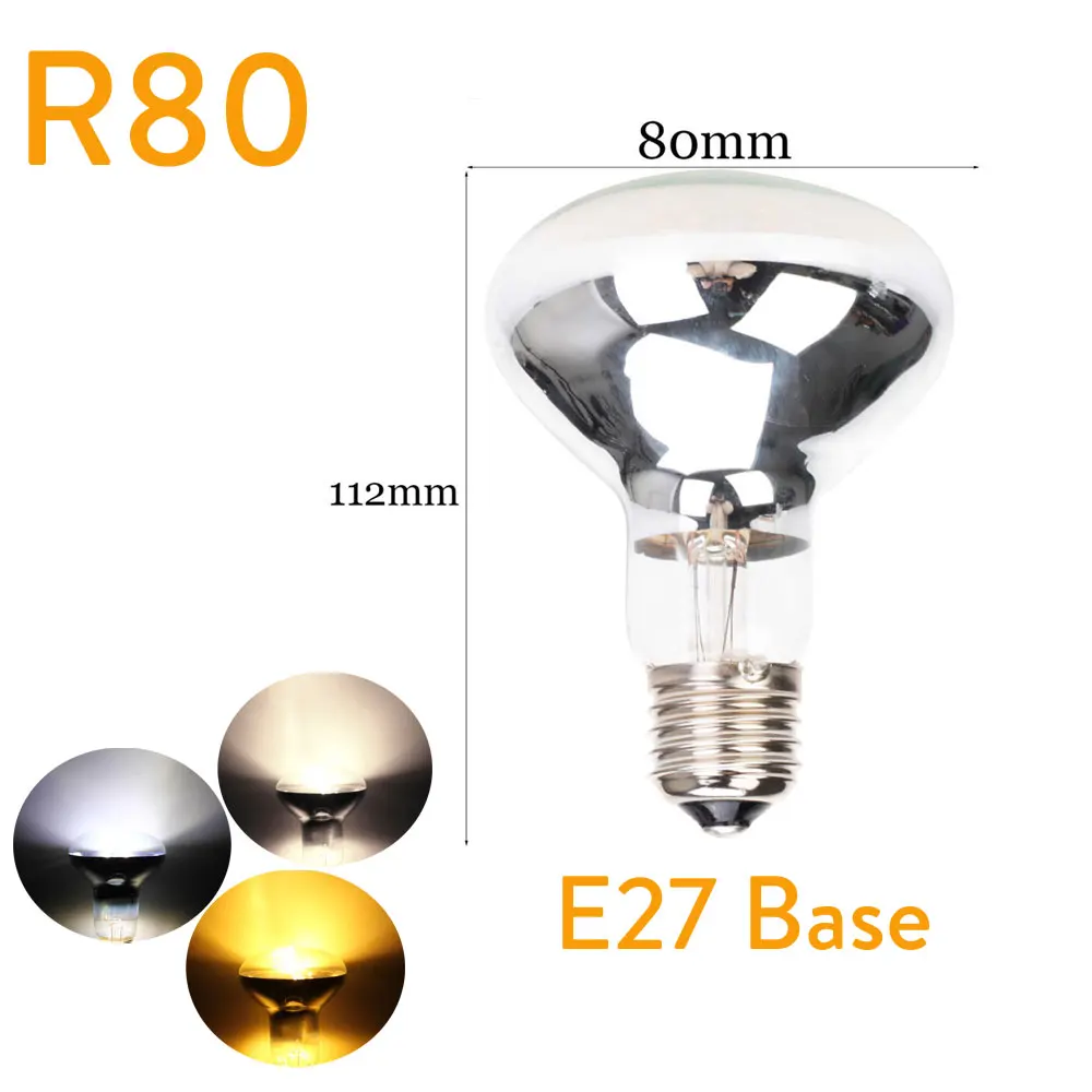 10PCS/Veliko LED Žarnice R50 R63 R80 E27 E14 Retro Reflektor Žarnice 4W 5W 6W 220V Varčevanje z Energijo Zamenjajte Žarnice