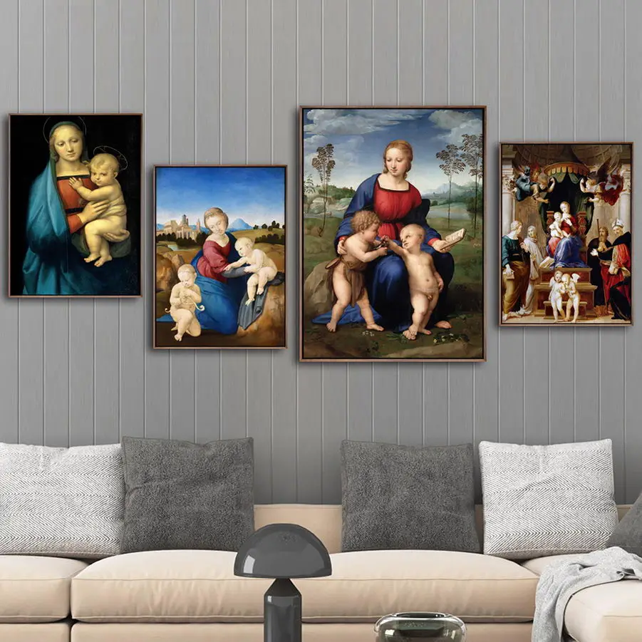 Home Decor Art Stenske Slike za dnevno Sobo Platno Tiskanje Slik italijanski Raffaello Santi Madonna od Belvedere