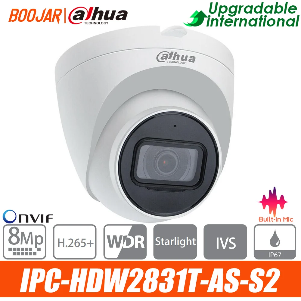 Dahua Izvirne 4K IP Kamero varnosti Fotoaparat 8MP IPC-HDW2831T-KOT POE MIKROFON Reža za Kartico H. 265 IR 30 m IVS Onvif IP67 Starlight