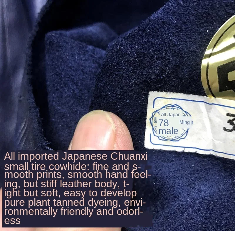 Modro Obarvana Japonska Ploda Cowhide Strojene 1920 Pravega Usnja Vratu moška Jakna Visoke Kakovosti