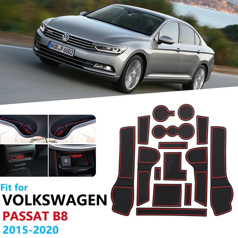 Anti-Slip Gumo Vrata Reža za Pokal Blazino za Volkswagen VW Passat B8~2020 Vrata, za Utor Mat Avto Dodatki 2016 2017 2018 2019