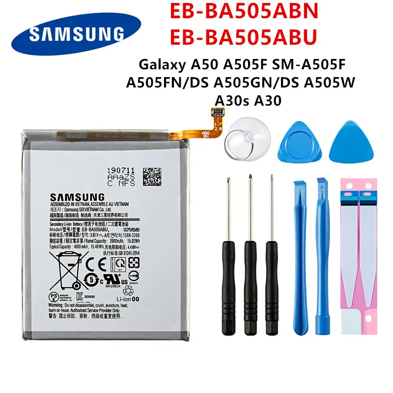 Originalni SAMSUNG EB-BA505ABN EB-BA505ABU 4000 mah baterija Za SAMSUNG Galaxy A50 A505F SM-A505F A505FN/DS/GN A505W A30s A30+Orodja