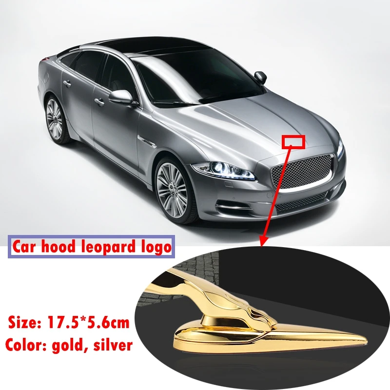 17.5 cm * 5.6 cm Zlata ali Srebra, Avto Kapuco Stoji Leopard Logotip, ki je Primerna za Jaguar XF XJL XL Avto Zunanja Dekoracija dodatna Oprema