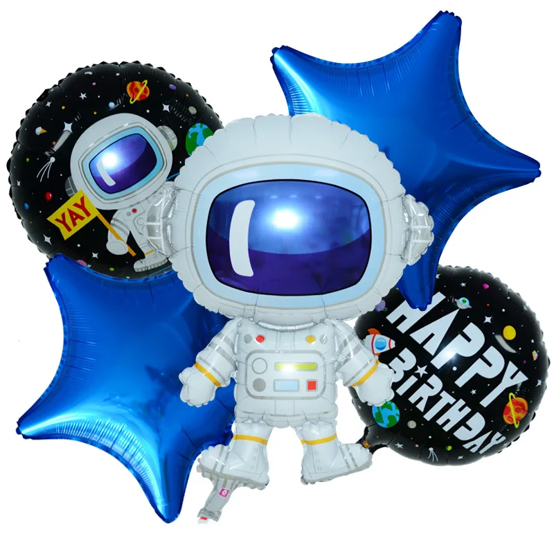 6pcs Zunanji Prostor Temo Stranki Astronavt Balon Število Raketnih Folija Baloni Fant Rojstni Okraski Otroci Baby Tuš Darila