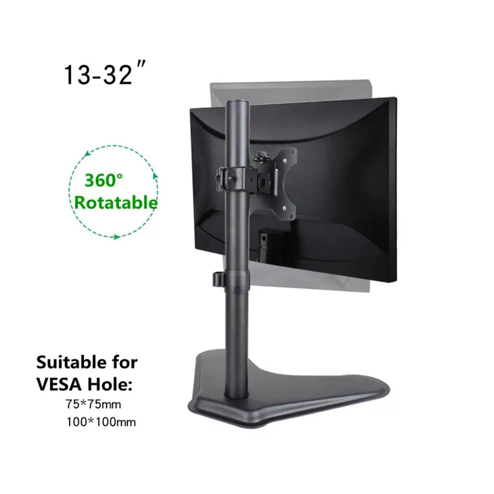 Wearson WS-03V 10 do 32 inch VESA Monitor Stand Enotni 45° Nagib & 90° Vrtljivi & 360° Vrtljivost 75x75mm VESA 100x100 Namizno Stojalo