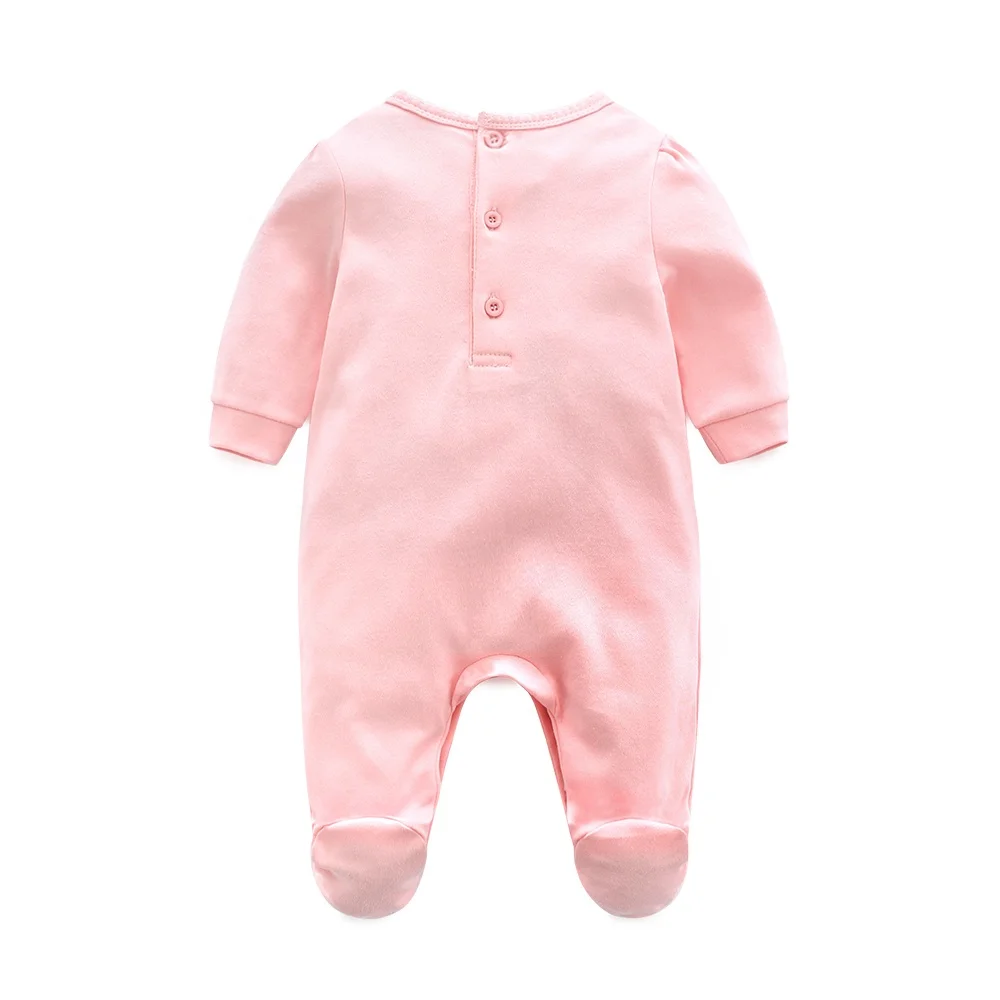 Newborn baby girl obleke jeseni bombažne čipke baby romper dolgimi rokavi jumpsuit Otroci Stopala Pižamo Otroška Oblačila 0 3 6 mesec